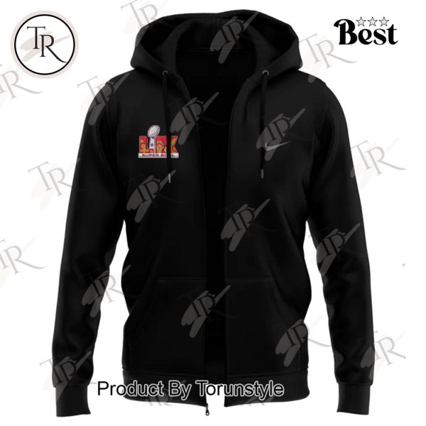 LIX Super Bowl 2025 Philadelphia Eagles Black Design Hoodie