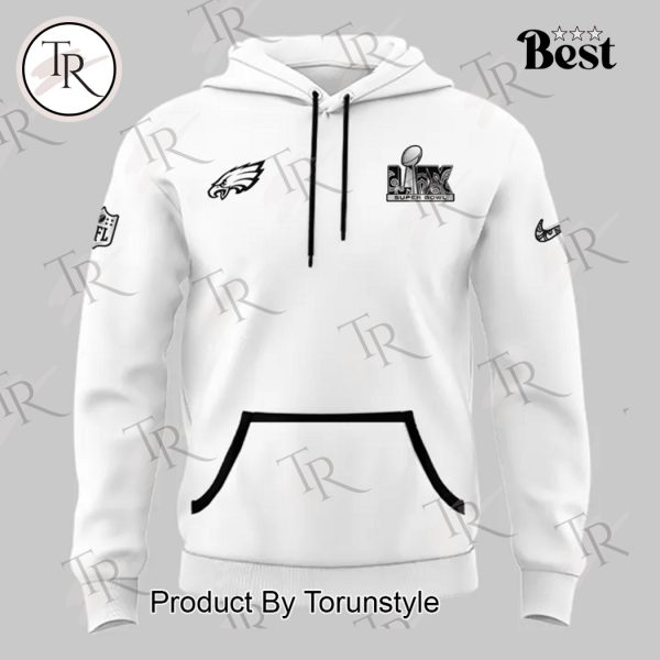 LIX Super Bowl Philadelphia Eagles White Design 2025 Hoodie