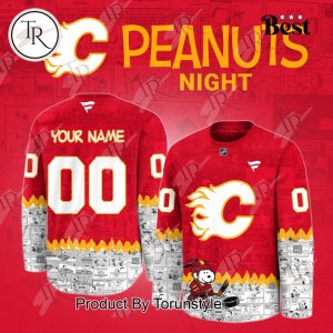 Calgary Flames Peanuts Night 75th Anniversary Custom Name Limited Edition Hockey Jersey