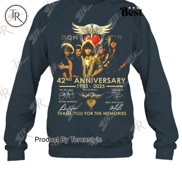 Bon Jovi 42nd Anniversary 1983-2025 Thank You For The Memories -T-Shirt