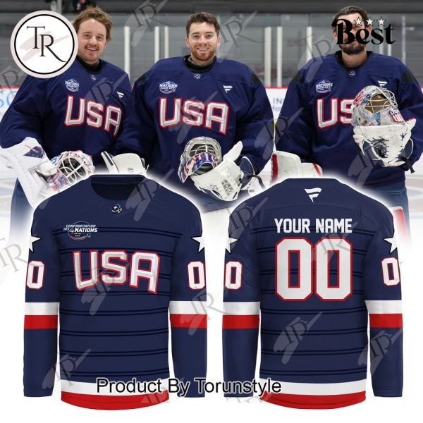 USA Hockey Fanatics Athletic Navy 2025 4 Nations Face Off Hockey Jersey