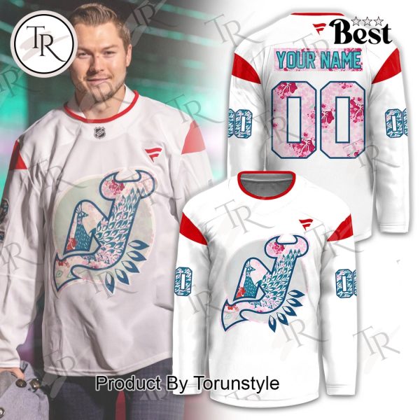 New Jersey Devils Asian And Pacific Islander Heritage Night Custom Name Hockey Jersey – White