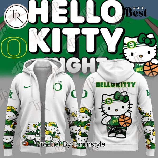 Oregon Ducks Women’s Basketball Hello Kitty Night New Edition 2025 Hoodie – White