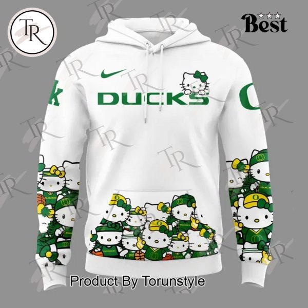 Oregon Ducks Women’s Basketball Hello Kitty Night New Edition 2025 Hoodie – White