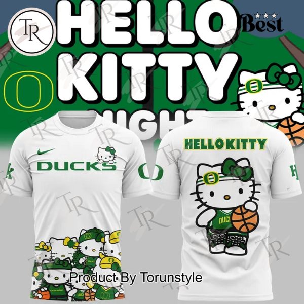 Oregon Ducks Women’s Basketball Hello Kitty Night New Edition 2025 Hoodie – White