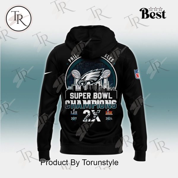 Philadelphia Eagles Super Bowl Champions 2X 2024 Limited Edition Hoodie – Black