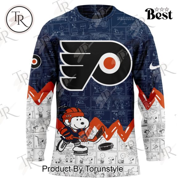 Philadelphia Flyers Peanuts Night 2025 75th Anniversary Hockey Jersey – Blue