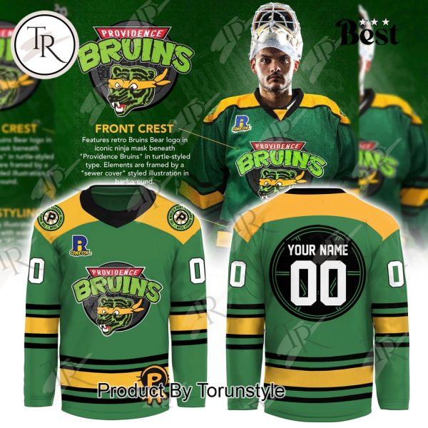 Providence Bruins Turtle Powered RI Comic Con Weekend Custom Name Limited Edition Hockey Jersey