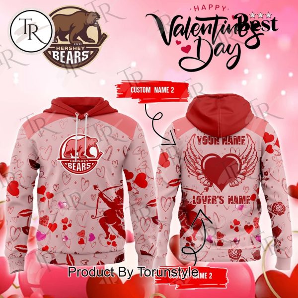 Hershey Bears Happy Valentine’s Day 2025 Custom Name, Lover’s Name Hoodie