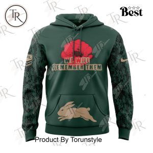 South Sydney Rabbitohs We Will Remember Anzac Day Hoodie