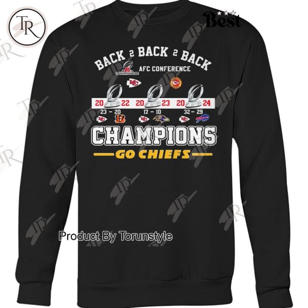 Back 2 Back 2 Back AFC Conference Champions “Go Chiefs” Kansas City Chiefs T-Shirt