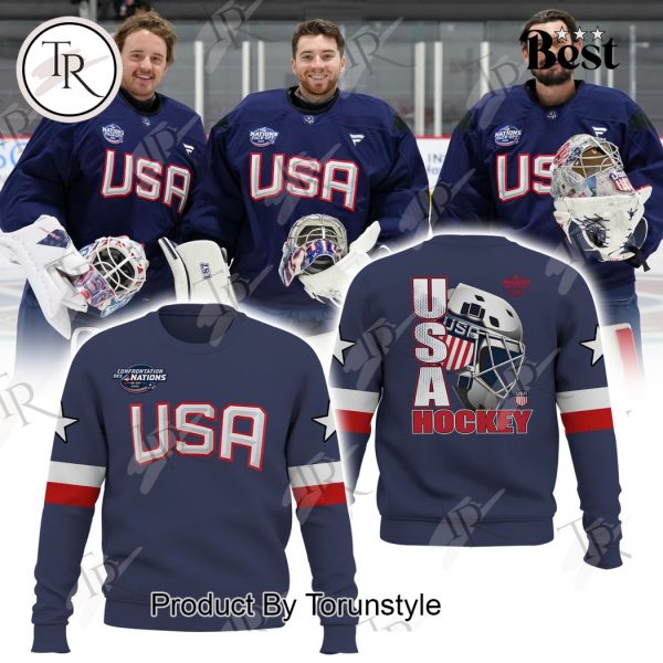 USA Hockey Fanatics Athletic Navy 2025 4 Nations Face Off Hoodie