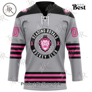 Reading Royals Pink In The Rink “Women In Sports Panel” Custom Name Hockey Jersey – Grey