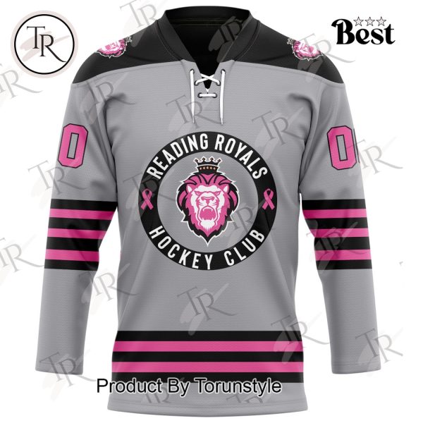 Reading Royals Pink In The Rink “Women In Sports Panel” Custom Name Hockey Jersey – Grey