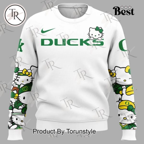 Oregon Ducks Women’s Basketball Hello Kitty Night New Edition 2025 Hoodie – White