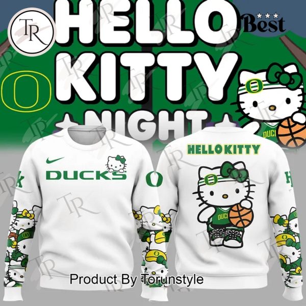 Oregon Ducks Women’s Basketball Hello Kitty Night New Edition 2025 Hoodie – White