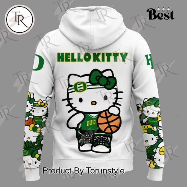 Oregon Ducks Women’s Basketball Hello Kitty Night New Edition 2025 Hoodie – White