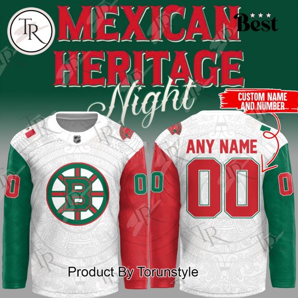 2025 Boston Bruins Mexican Heritage Night Custom Name Limited Edition Hockey Jersey