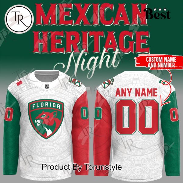 2025 Florida Panthers Mexican Heritage Night Custom Name Limited Edition Hockey Jersey