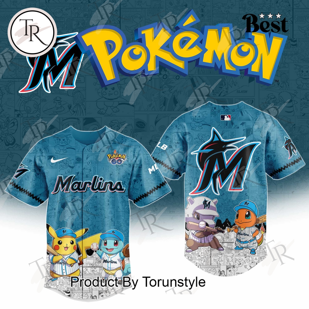 2025 Miami Marlins Pokemon Go Special Edition Baseball Jersey 2025 Miami Marlins Pokemon Go Special Edition Baseball Jersey