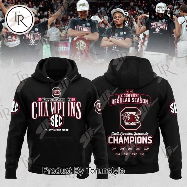 2025 South Carolina Gamecocks Women’s Basketball Champions 9X Sec Conference Regular Season Hoodie