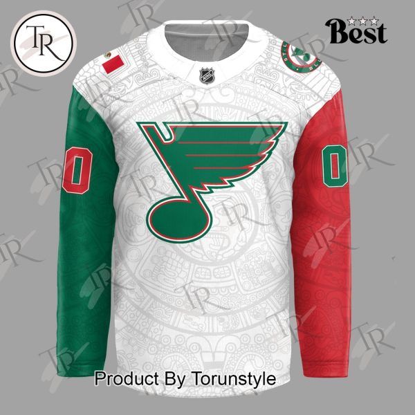 2025 St. Louis Blues Mexican Heritage Night Custom Name Limited Edition Hockey Jersey