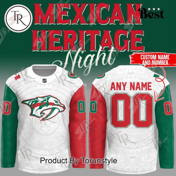 2025 Nashville Predators Mexican Heritage Night Custom Name Limited Edition Hockey Jersey