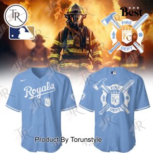 Kansas City Royals 2025 Firefighter Appreciation Night Limited Edition Baseball Jersey – Blue