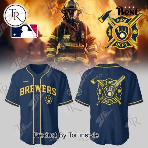 Milwaukee Brewers 2025 Firefighter Appreciation Night Limited Edition Baseball Jersey – Blue