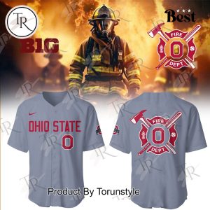 Ohio State Buckeyes Firefighter Appreciation Night 2025 Limited Edition Baseball Jersey – Grey