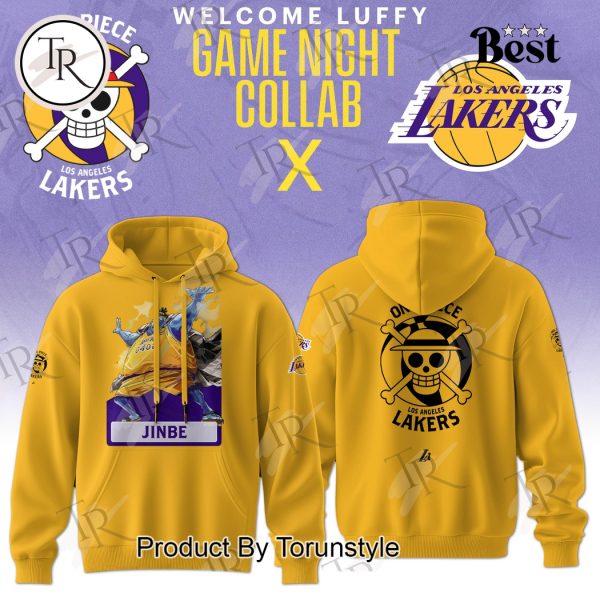 Los Angeles Lakers x One Piece 2025 Welcome Jinbe Game Night Collab Hoodie