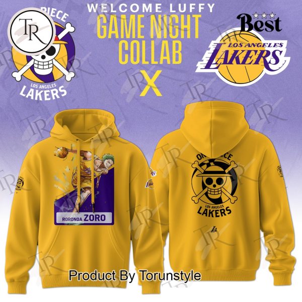 Los Angeles Lakers x One Piece 2025 Welcome Zoro Game Night Collab Hoodie