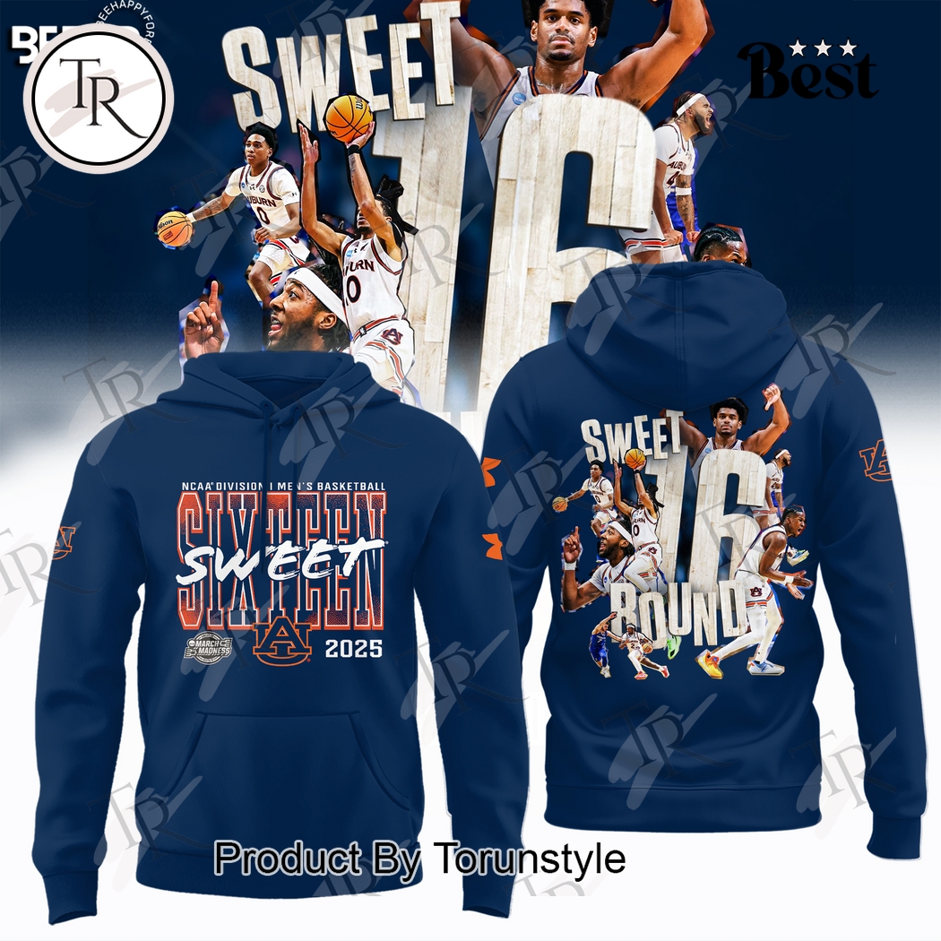 Auburn Tigers NCAA Division I Men's Basketball Sixteen Sweet Bound Limited Edition Hoodie - Blue Auburn Tigers NCAA Division I Men's Basketball Sixteen Sweet Bound Limited Edition Hoodie - Blue