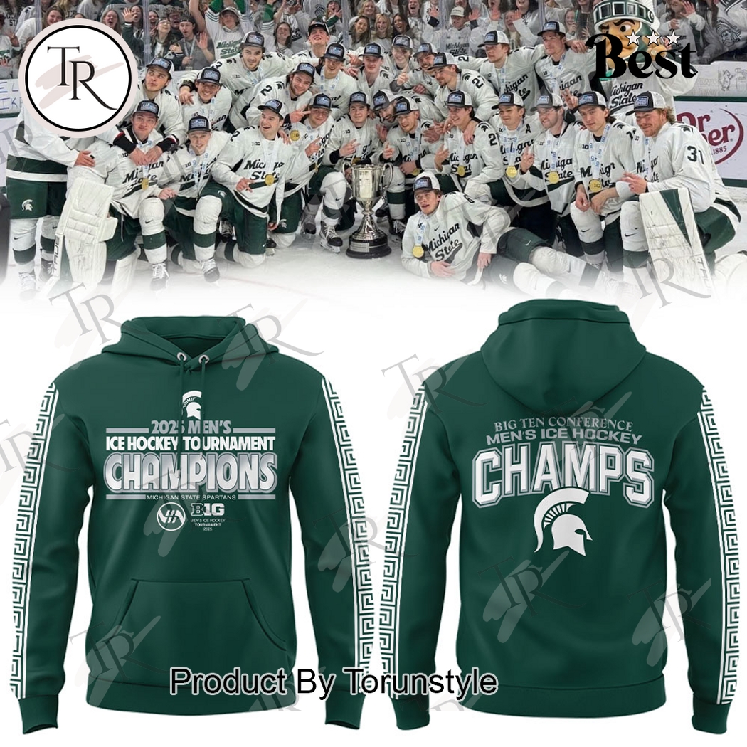 Big Ten Conference Men's Ice Hockey Champs Michigan State Spartans Limited Edition Hoodie - Green Big Ten Conference Men's Ice Hockey Champs Michigan State Spartans Limited Edition Hoodie - Green