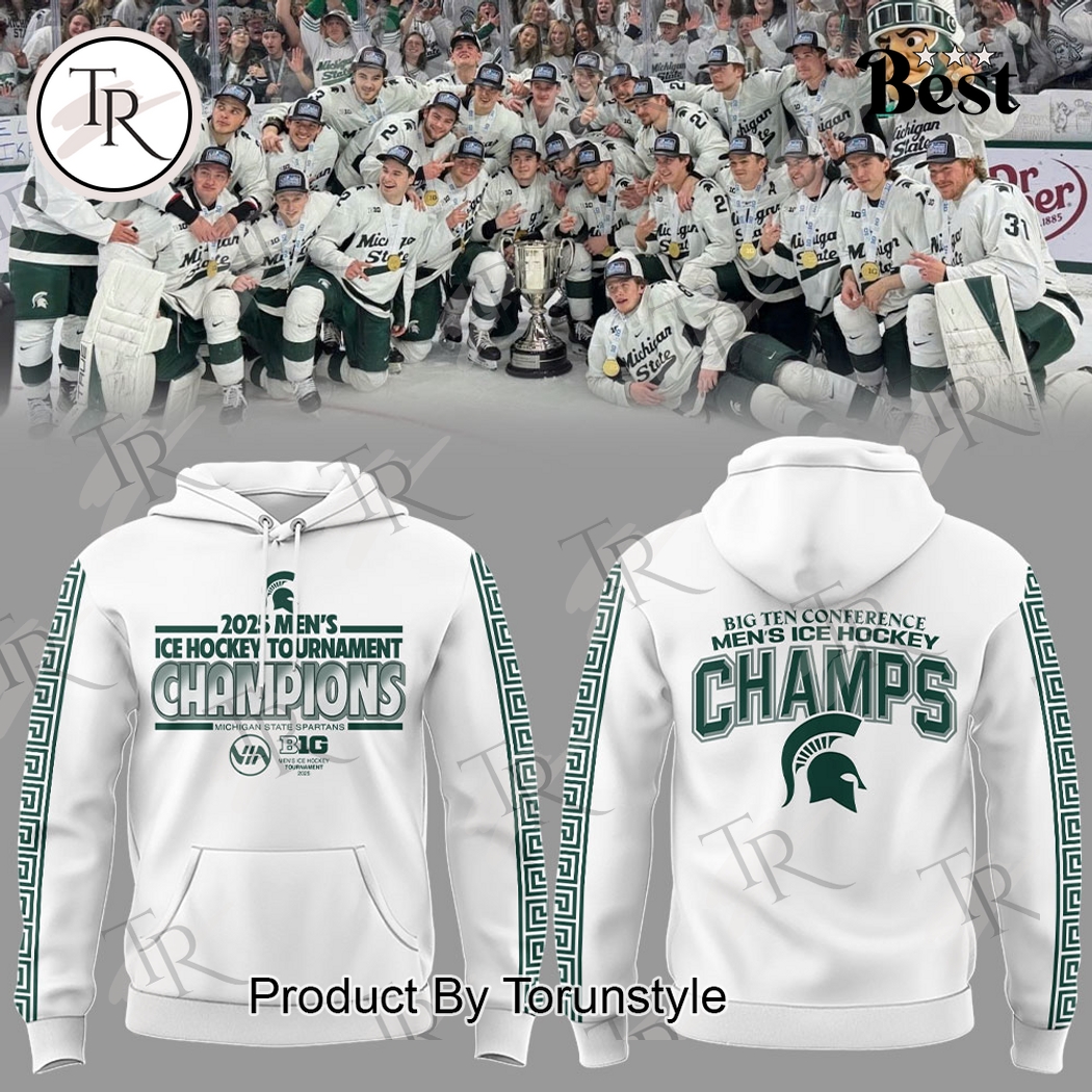 Big Ten Conference Men's Ice Hockey Champs Michigan State Spartans Limited Edition Hoodie - White Big Ten Conference Men's Ice Hockey Champs Michigan State Spartans Limited Edition Hoodie - White