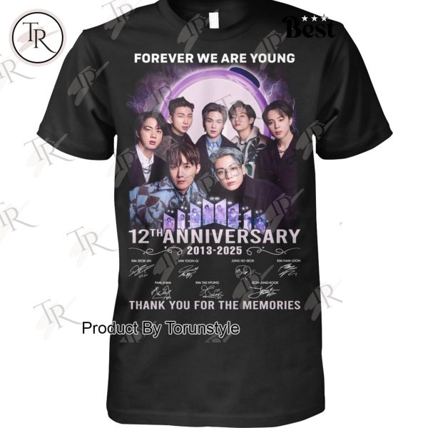 BTS Boy Band Forever We Are Young 12th Anniversary 2013-2025 Thank You For The Memories T-Shirt