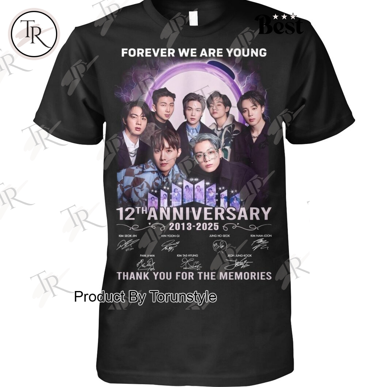 BTS Boy Band Forever We Are Young 12th Anniversary 2013-2025 Thank You For The Memories T-Shirt BTS Boy Band Forever We Are Young 12th Anniversary 2013-2025 Thank You For The Memories T-Shirt