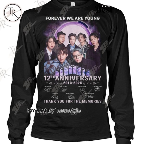 BTS Boy Band Forever We Are Young 12th Anniversary 2013-2025 Thank You For The Memories T-Shirt
