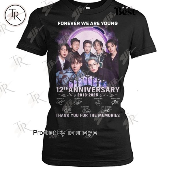 BTS Boy Band Forever We Are Young 12th Anniversary 2013-2025 Thank You For The Memories T-Shirt