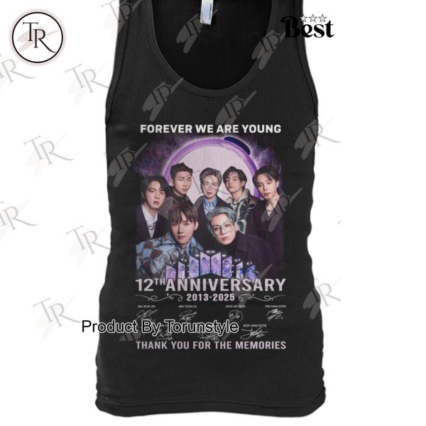 BTS Boy Band Forever We Are Young 12th Anniversary 2013-2025 Thank You For The Memories T-Shirt