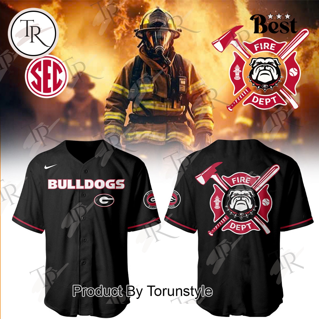 Georgia Bulldogs Firefighter Appreciation Night 2025 Limited Edition Baseball Jersey - Black Georgia Bulldogs Firefighter Appreciation Night 2025 Limited Edition Baseball Jersey - Black