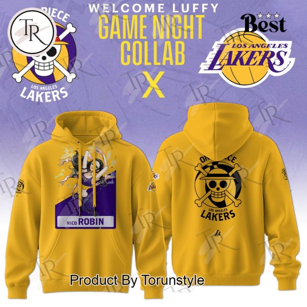 Los Angeles Lakers x One Piece 2025 Welcome Robin Game Night Collab Hoodie