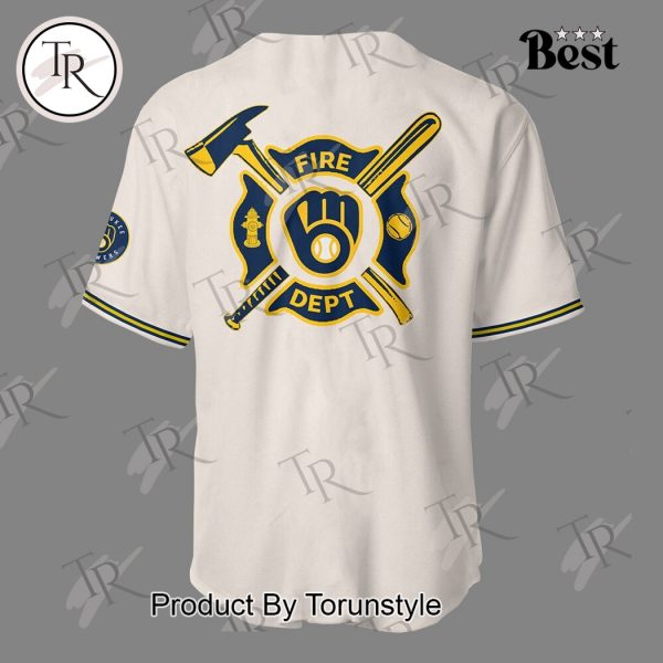 Milwaukee Brewers 2025 Firefighter Appreciation Night Limited Edition Baseball Jersey – White