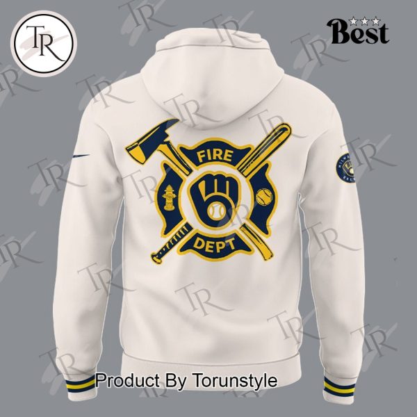 Milwaukee Brewers 2025 Firefighter Appreciation Night Limited Edition Hoodie – White