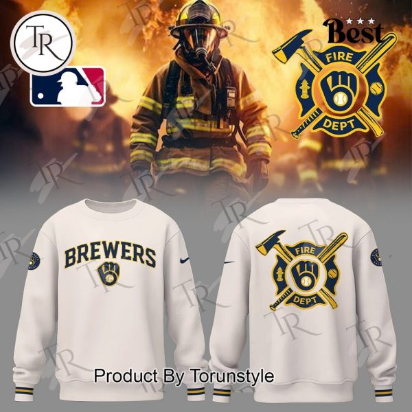 Milwaukee Brewers 2025 Firefighter Appreciation Night Limited Edition Hoodie – White