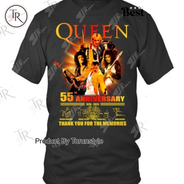 Queen 55th Anniversary 1970-2025 Thank You For The Memories Limited Edition T-Shirt