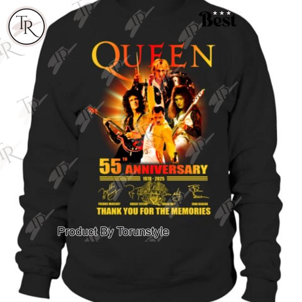 Queen 55th Anniversary 1970-2025 Thank You For The Memories Limited Edition T-Shirt