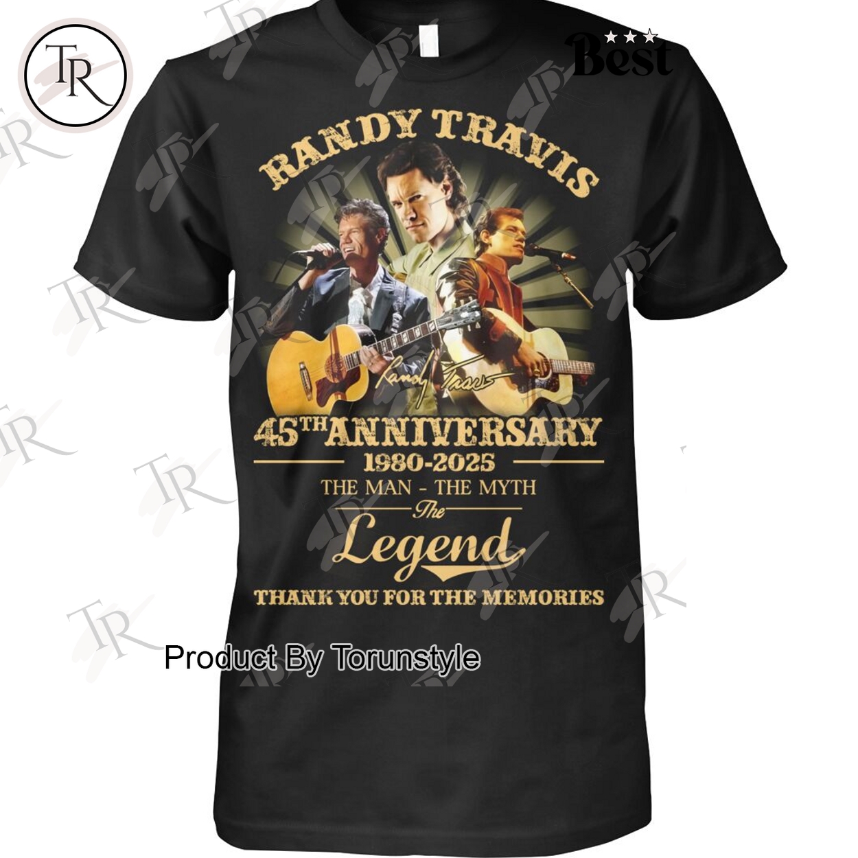 Randy Travis 45th Anniversary 1980-2025 The Man-The Myth-The Legend Thank You For The Memories T-Shirt Randy Travis 45th Anniversary 1980-2025 The Man-The Myth-The Legend Thank You For The Memories T-Shirt