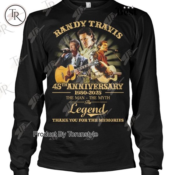 Randy Travis 45th Anniversary 1980-2025 The Man-The Myth-The Legend Thank You For The Memories T-Shirt