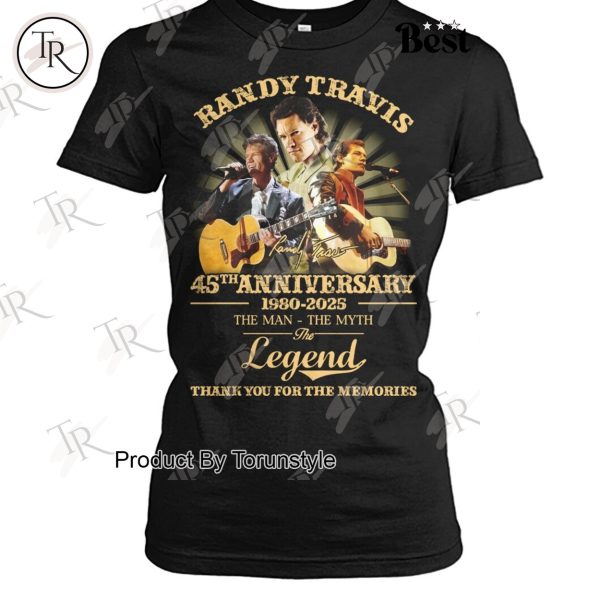 Randy Travis 45th Anniversary 1980-2025 The Man-The Myth-The Legend Thank You For The Memories T-Shirt